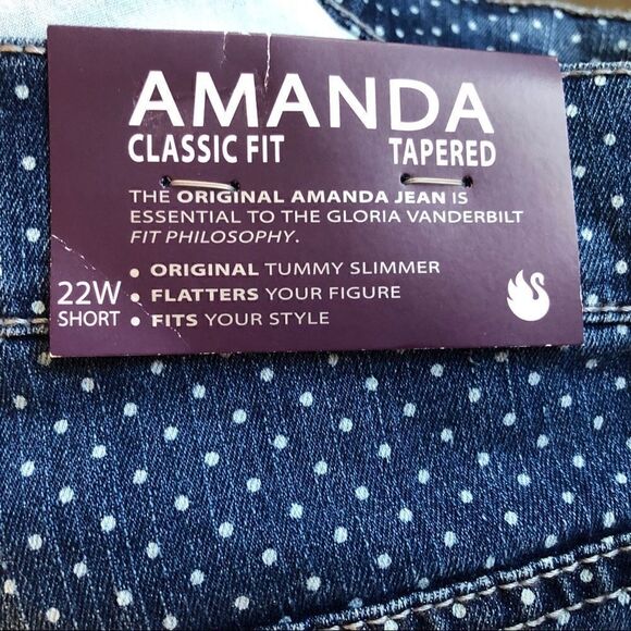 NWT Gloria Vanderbilt Amanda Tummy Slimmer Stretch Tapered 22W Short Jeans!! - Picture 3 of 13
